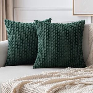 Miulee Throw Pillow Covers Soft Corduroy Set 2 Boho Farmhouse 24x24” Green NWT